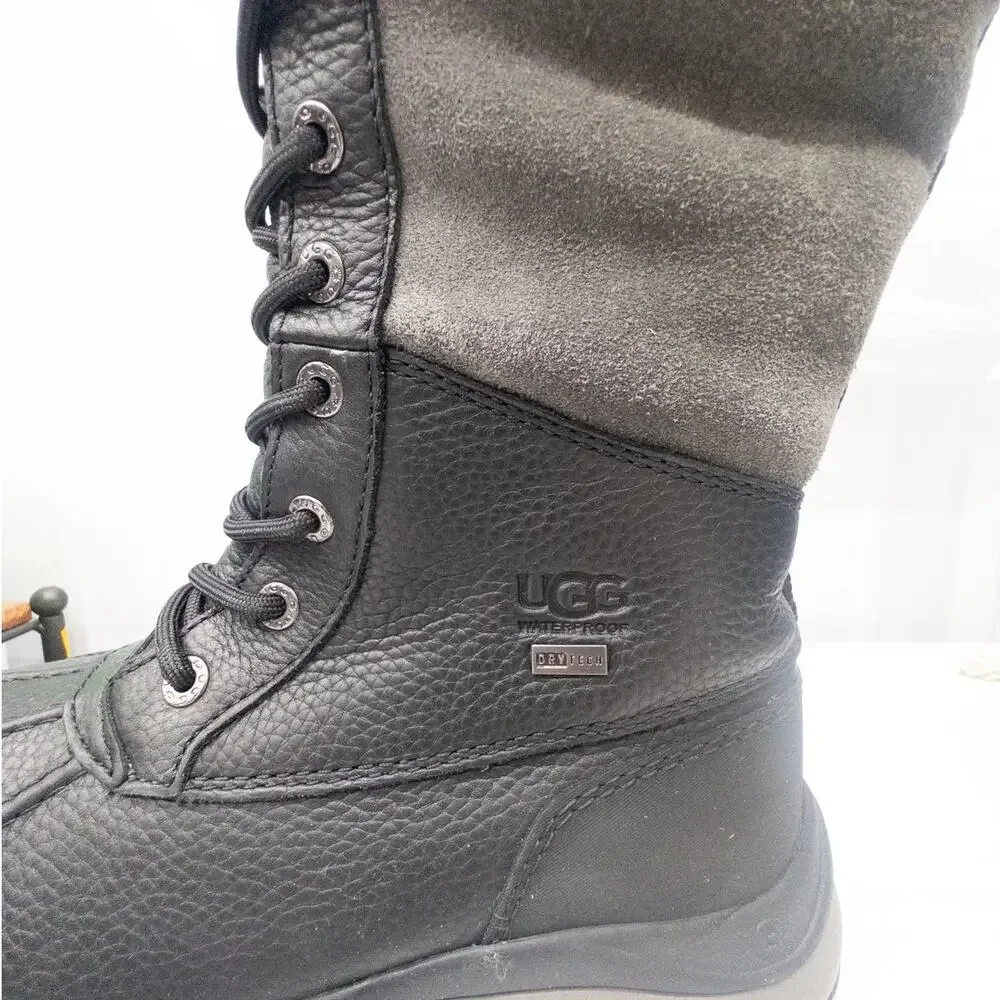 Authentic Ugg Adirondack III Tall Boot Black Gray Womens Waterproof Winter Snow